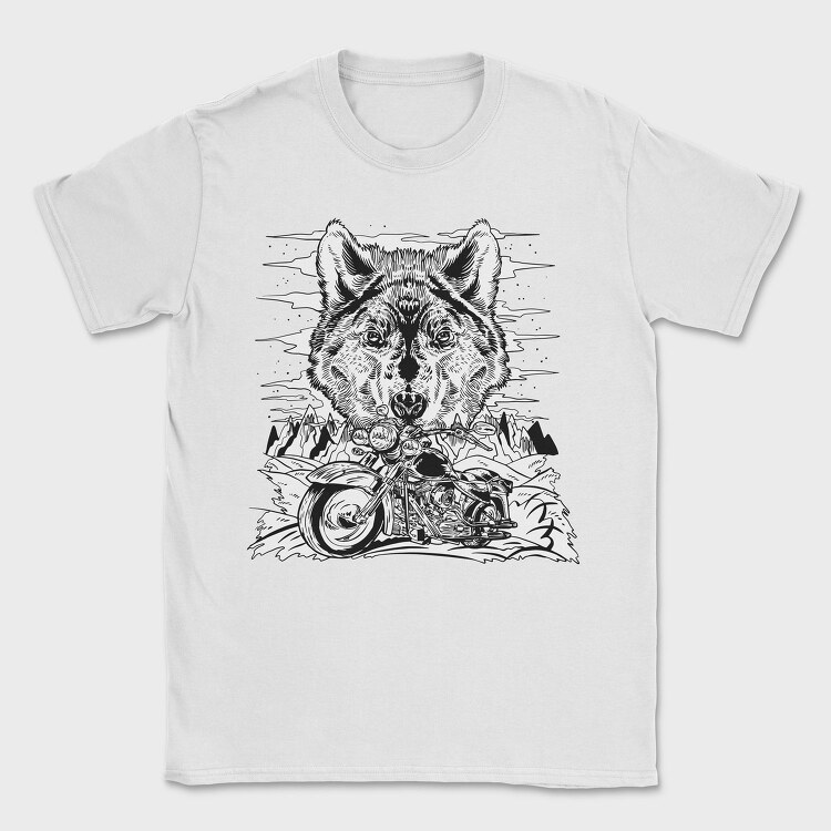 Wolf And Bike, Tricou Barbati (Unisex)