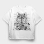 Wolf And Bike, Tricou Oversize Barbati (Unisex)