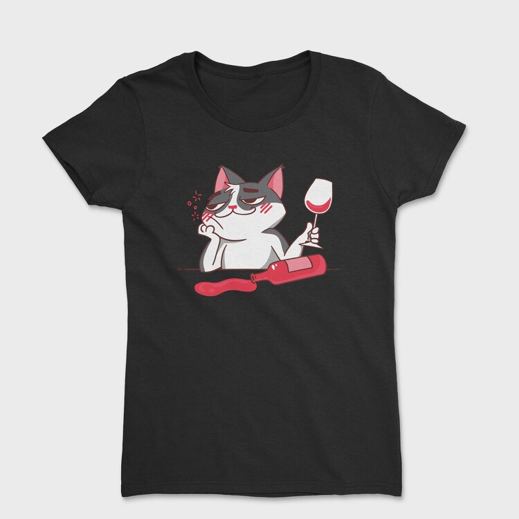 Wine Cat Drunk, Tricou Femei