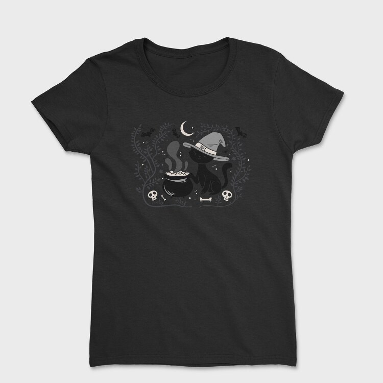 Witch Cat Halloween Illustration 3, Tricou Femei