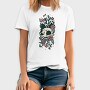 Flowers Cat Skull, Tricou Barbati (Unisex)