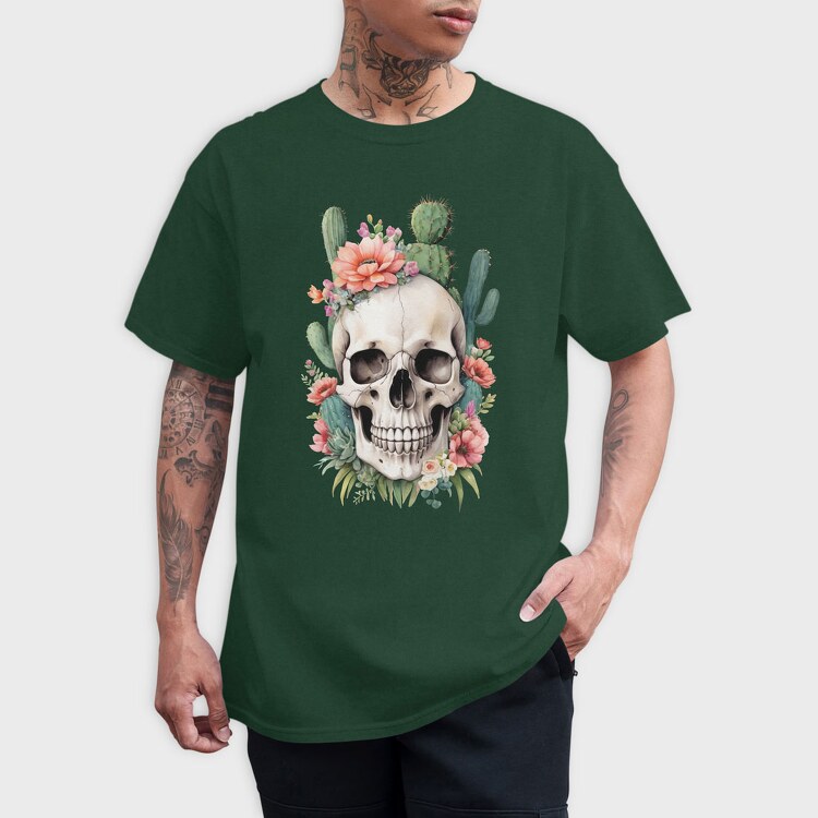 Skull cactus Flowers, Tricou Barbati (Unisex)