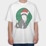 Cat With Fairy Lights Christmas, Tricou Oversize Barbati (Unisex)