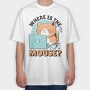 Cat Using Computer Mouse, Tricou Oversize Barbati (Unisex)