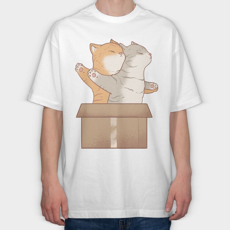 Cats In Love Titanic, Tricou Oversize Barbati (Unisex)