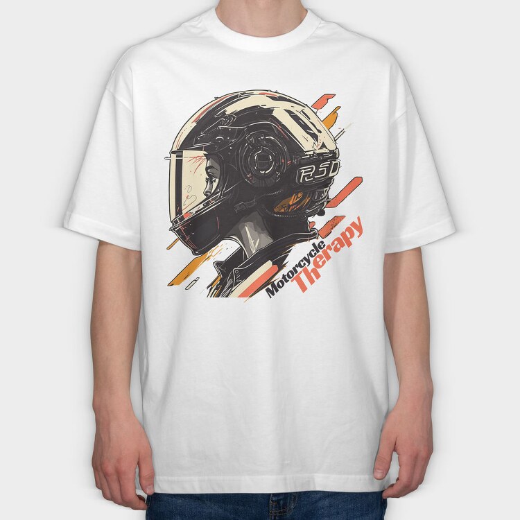 Motorcycle Therapy Helmet Artistic , Tricou Oversize Barbati (Unisex)
