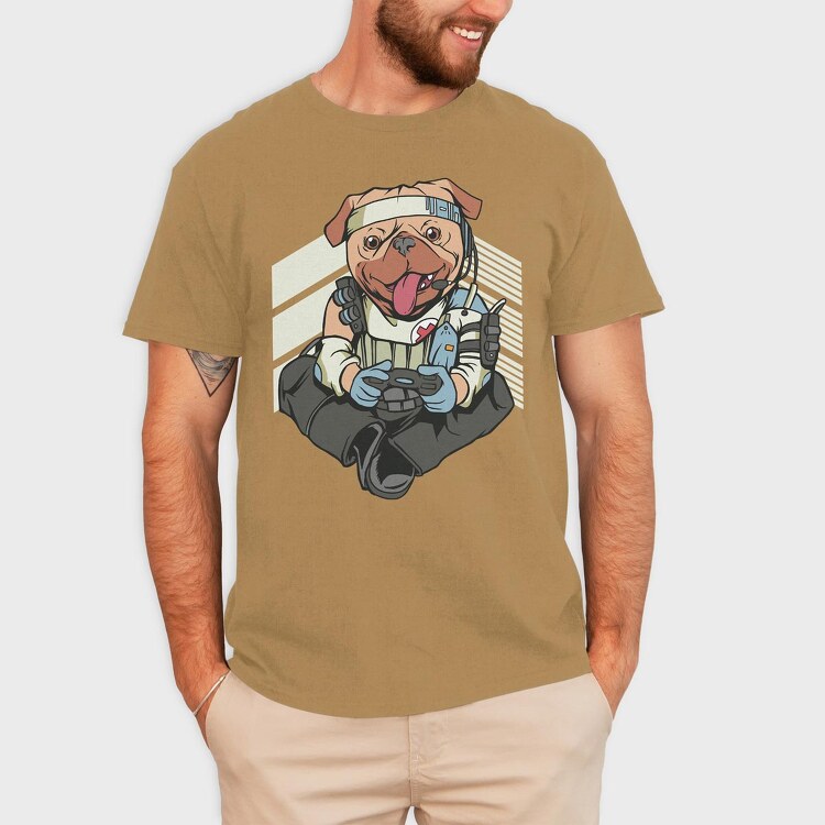 Gamer Pug, Tricou Barbati (Unisex)