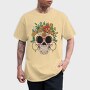 Skull Traditional Flowers, Tricou Barbati (Unisex)