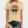 Skull Traditional Flowers, Tricou Barbati (Unisex)