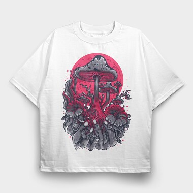 Mushroom Forest on the Hand , Tricou Oversize Barbati (Unisex)