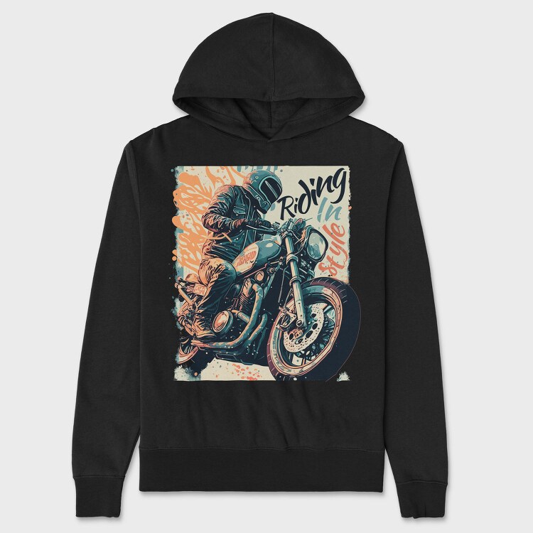 Riding in Style Motorcycle With Rider Artistic , Hanorac Oversize Barbati (Unisex)