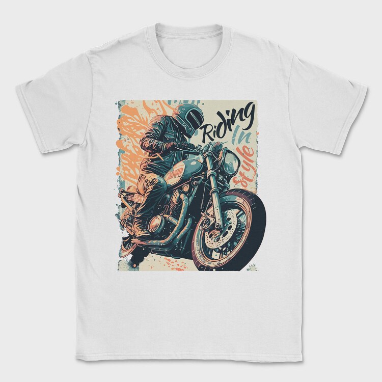 Riding in Style Motorcycle With Rider Artistic , Tricou Barbati (Unisex)