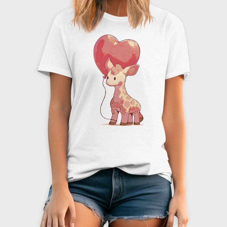 Giraffe Baby Heart Balloon, Tricou Barbati (Unisex)