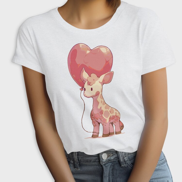 Giraffe Baby Heart Balloon, Tricou Femei