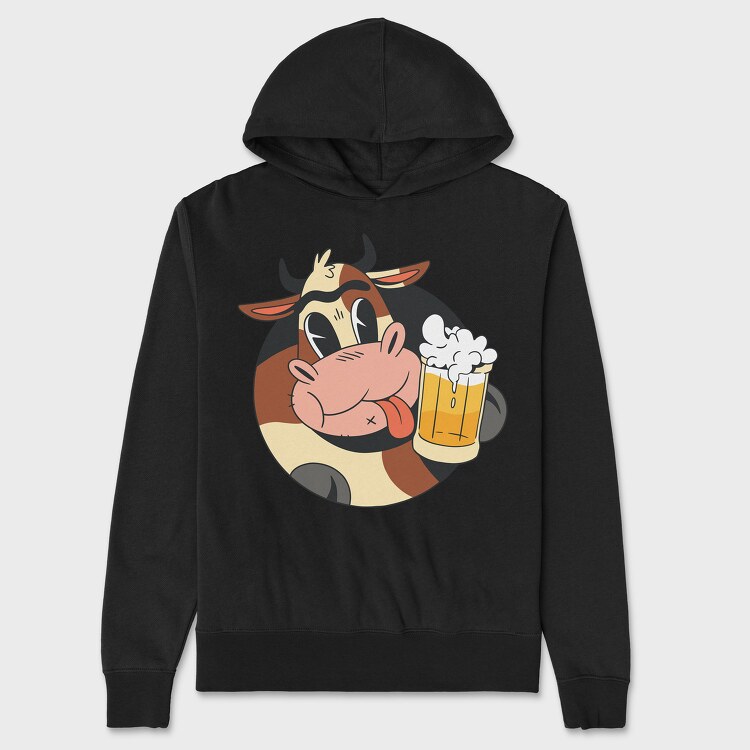 Cow Beer, Hanorac Oversize Barbati (Unisex)