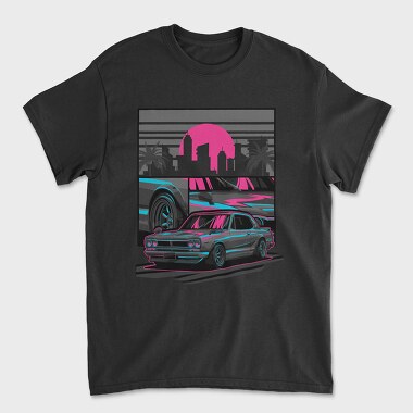 Skyline Retro Night, Tricou Barbati (Unisex)