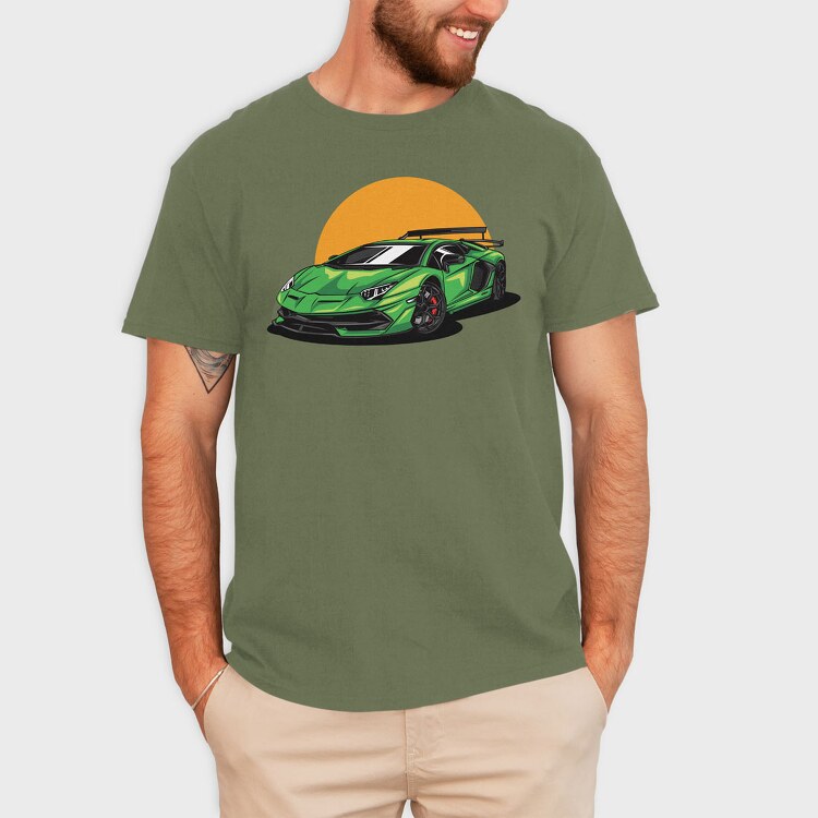 Lambo Sunset, Tricou Barbati (Unisex)
