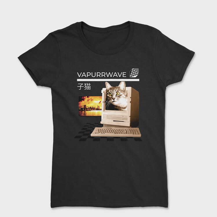 Cat Vaporwave Glitch 2 Vapurrwave, Tricou Femei