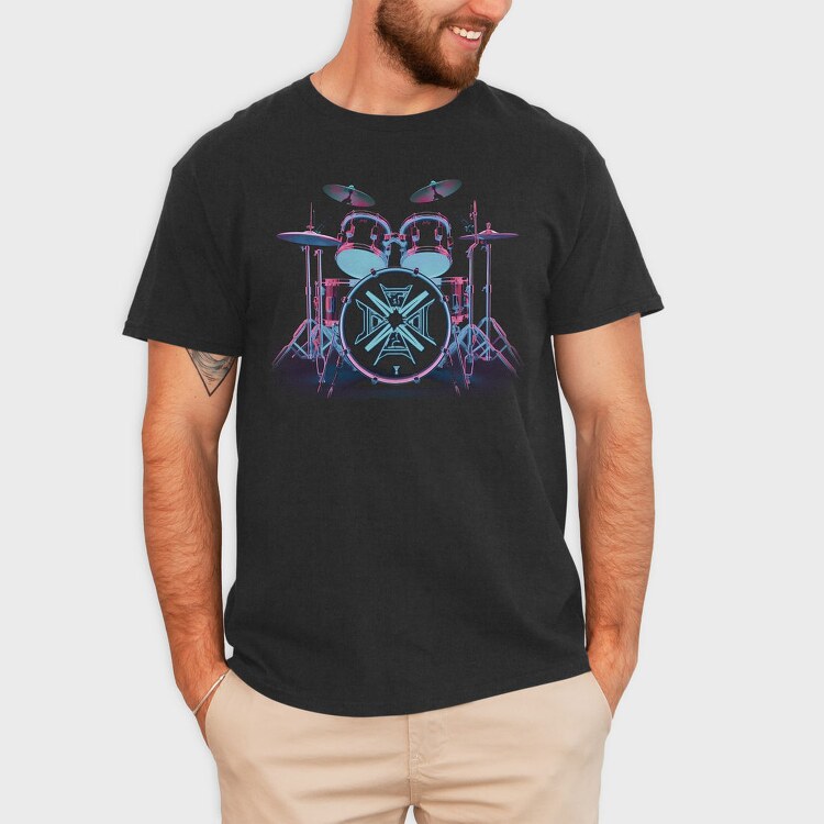 Neon Drum Set Drums, Tricou Barbati (Unisex)