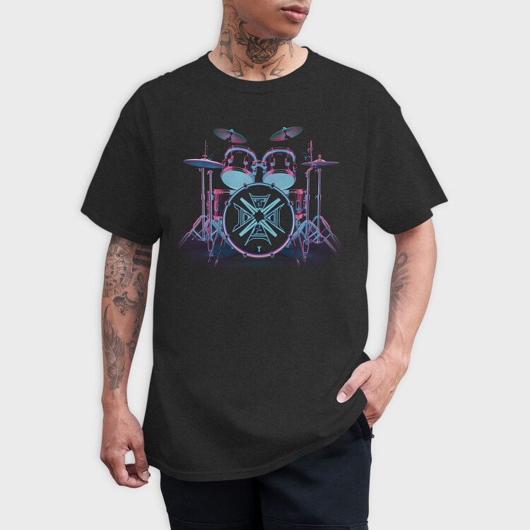 Neon Drum Set Drums, Tricou Barbati (Unisex)