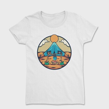 Camping Illustration, Tricou Femei