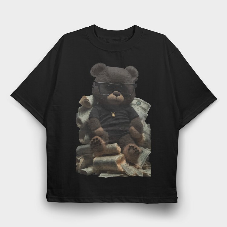 Teddy Bear Money, Tricou Oversize Barbati (Unisex)