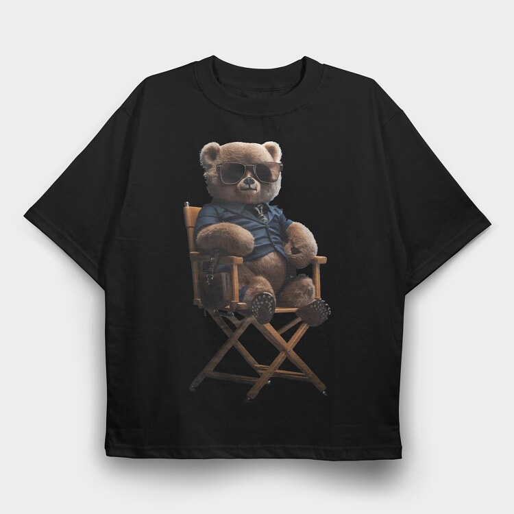 Teddy Bear on Chair, Tricou Oversize Barbati (Unisex)