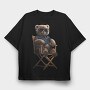 Teddy Bear on Chair, Tricou Oversize Barbati (Unisex)