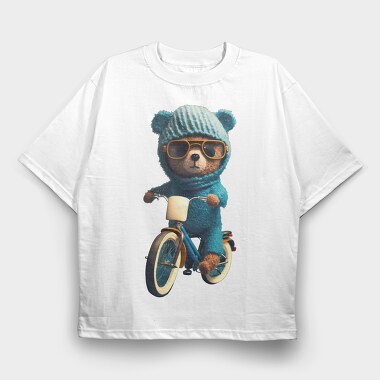 Teddy Bear Bicycle, Tricou Oversize Barbati (Unisex)