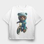 Teddy Bear Bicycle, Tricou Oversize Barbati (Unisex)