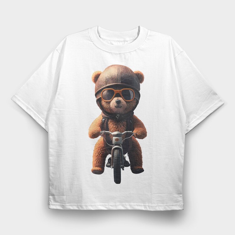 Teddy Bear Bike, Tricou Oversize Barbati (Unisex)