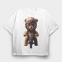 Teddy Bear Bike, Tricou Oversize Barbati (Unisex)