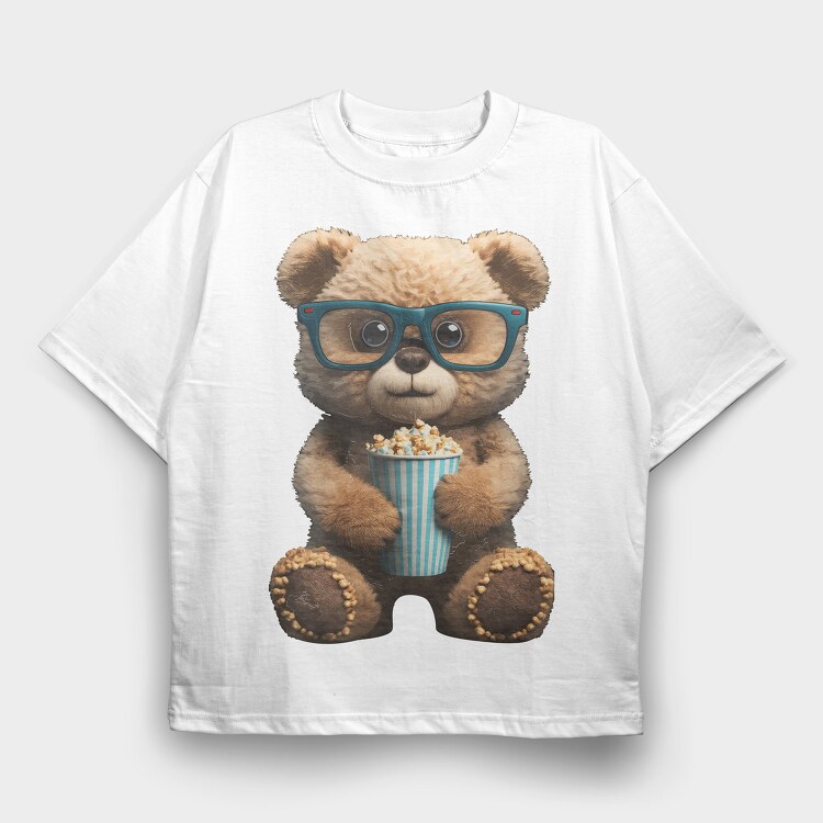 Teddy Bear Popcorn, Tricou Oversize Barbati (Unisex)