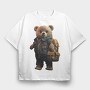 Teddy With Backpak, Tricou Oversize Barbati (Unisex)