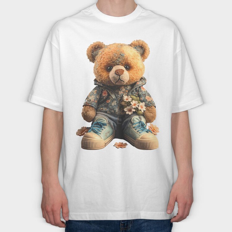 Floral Teddy, Tricou Oversize Barbati (Unisex)