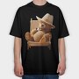 Teddy Bear Hat, Tricou Oversize Barbati (Unisex)