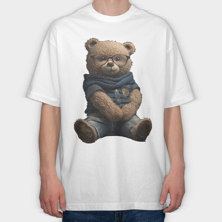 Teddy Glasses, Tricou Oversize Barbati (Unisex)