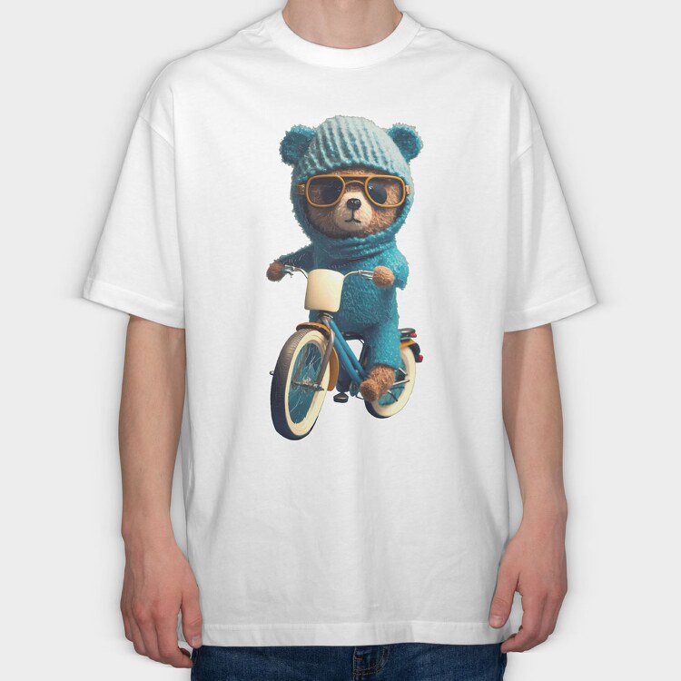 Teddy Bear Bicycle, Tricou Oversize Barbati (Unisex)