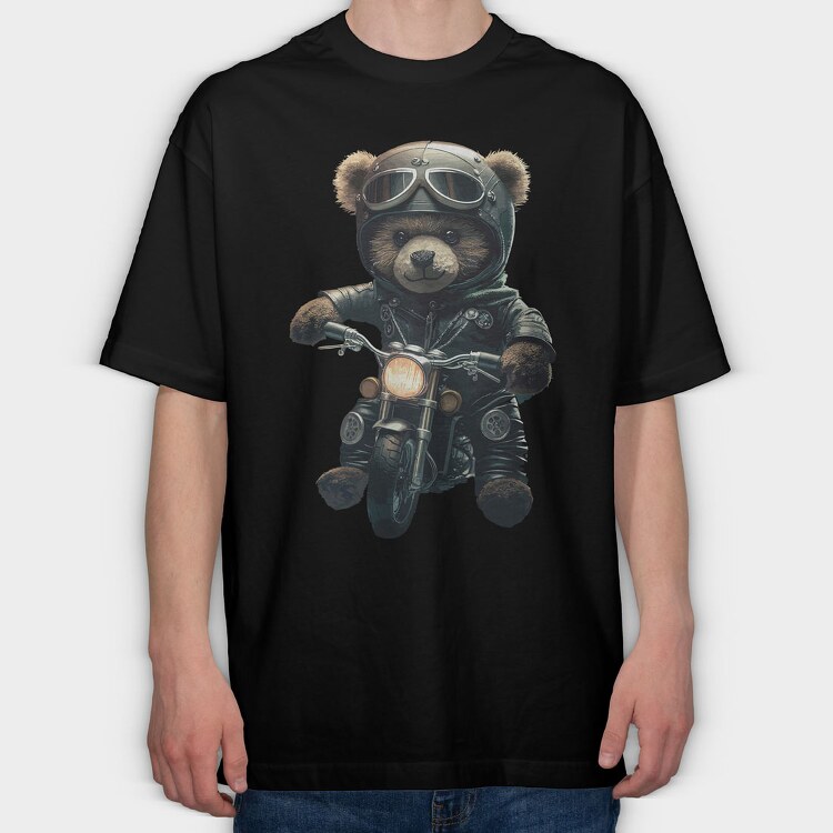 Biker Teddy Bear, Tricou Oversize Barbati (Unisex)