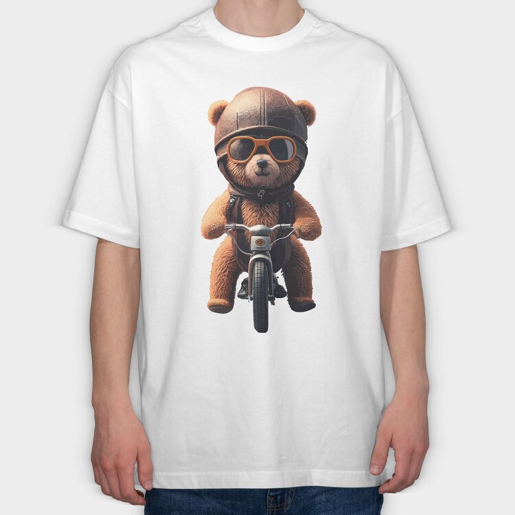 Teddy Bear Bike, Tricou Oversize Barbati (Unisex)