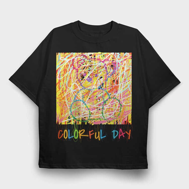 Colorful Day Teddy Bear, Tricou Oversize Barbati (Unisex)
