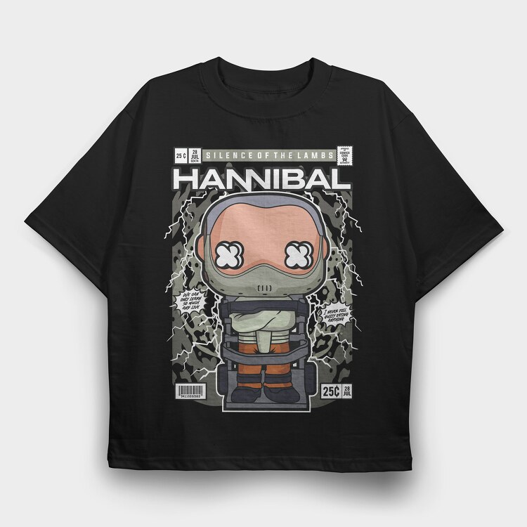 Hannibal Lector Silence Of The Lambs, Tricou Oversize Barbati (Unisex)