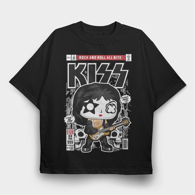 Kiss, Tricou Oversize Barbati (Unisex)