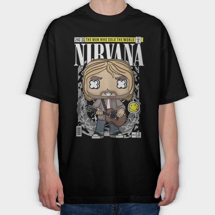 Nirvana Kurt Cobain, Tricou Oversize Barbati (Unisex)