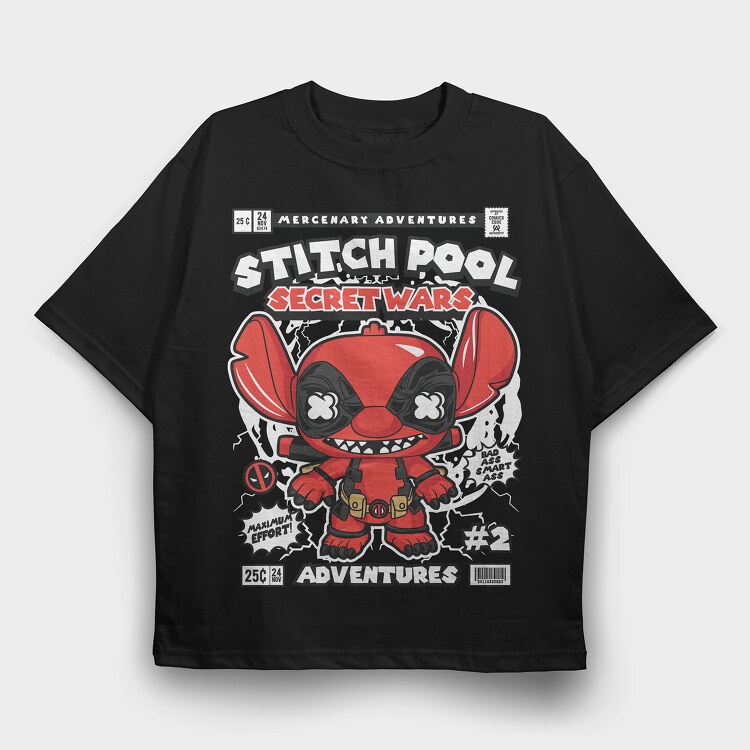 Stitch Pool, Tricou Oversize Barbati (Unisex)