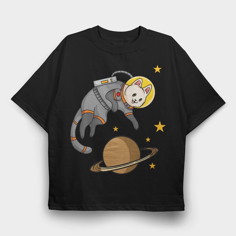 Cat in Space, Tricou Oversize Barbati (Unisex)