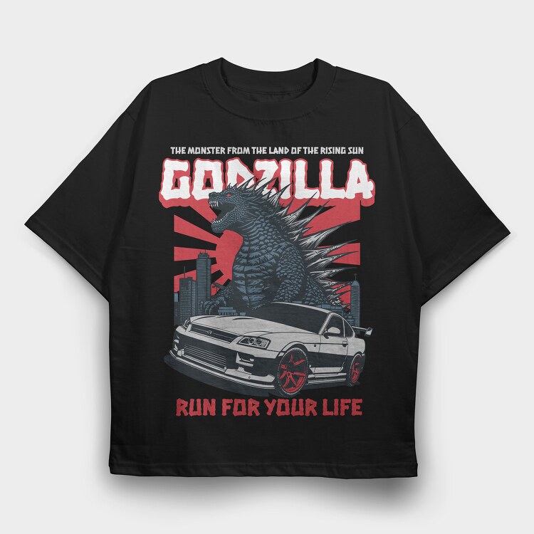 Godzilla Gtr Skyline, Tricou Oversize Barbati (Unisex)