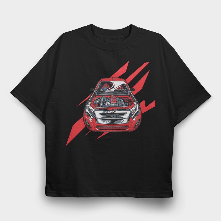 Motor Detail Red Car, Tricou Oversize Barbati (Unisex)