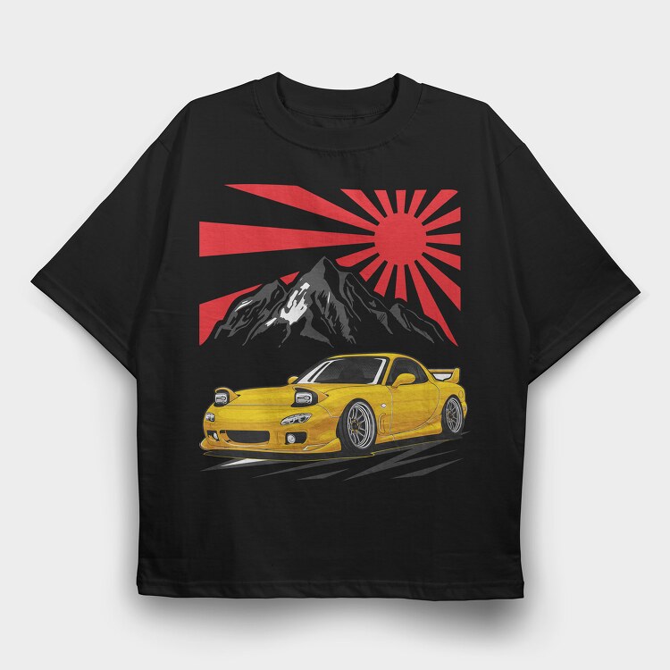 Rx7 Red Sun, Tricou Oversize Barbati (Unisex)