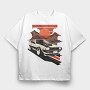 Classic Car Sunset Mountains, Tricou Oversize Barbati (Unisex)